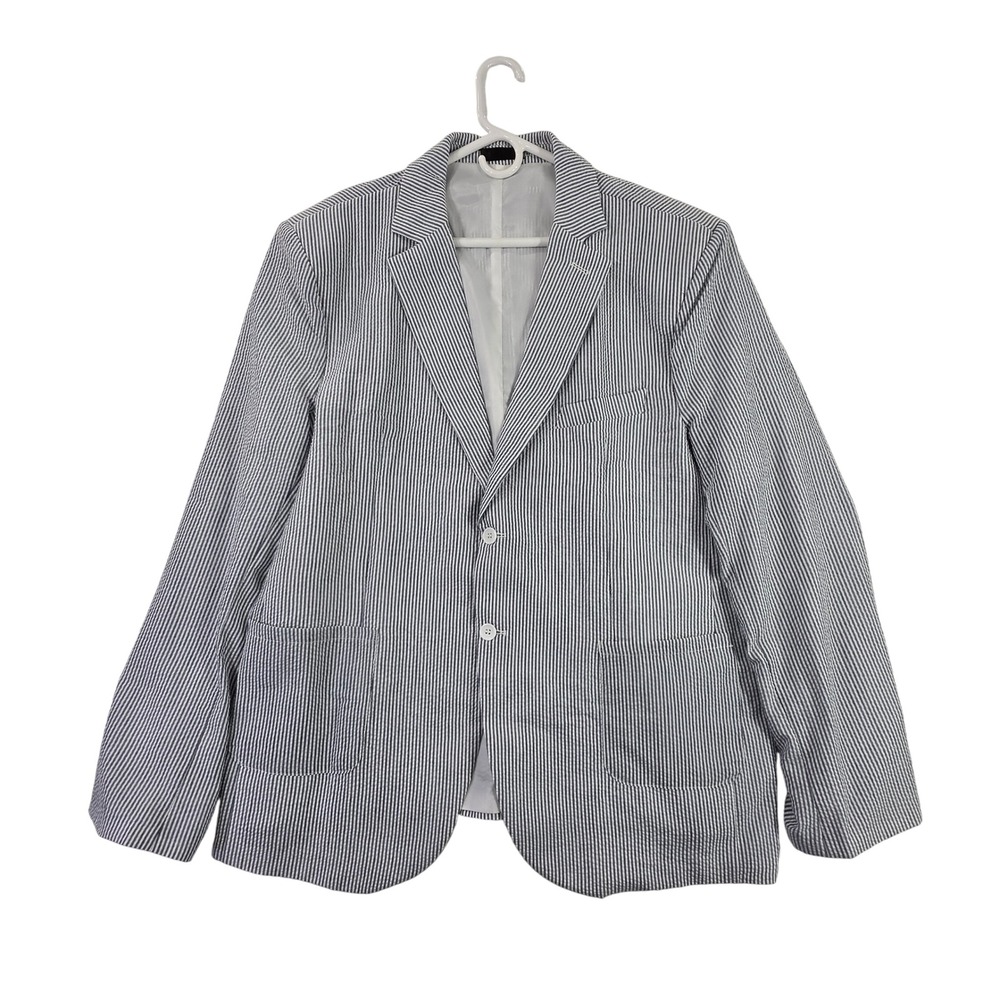 Men's 4XL Blue Seersucker Striped Sport Coat EUC Double Vented Summer Blazer